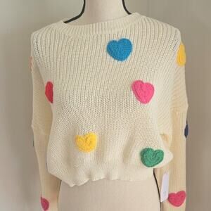 Luna Ivy primary color polka dots cropped sweater new nwt xs